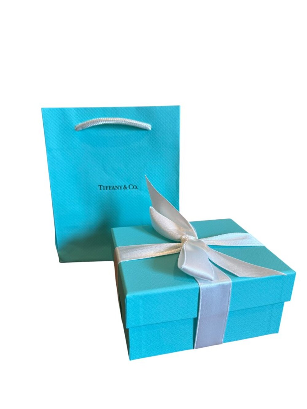Authentic Tiffany & Co. Necklace Box Gift Packaging Set w/ Shopping Bag